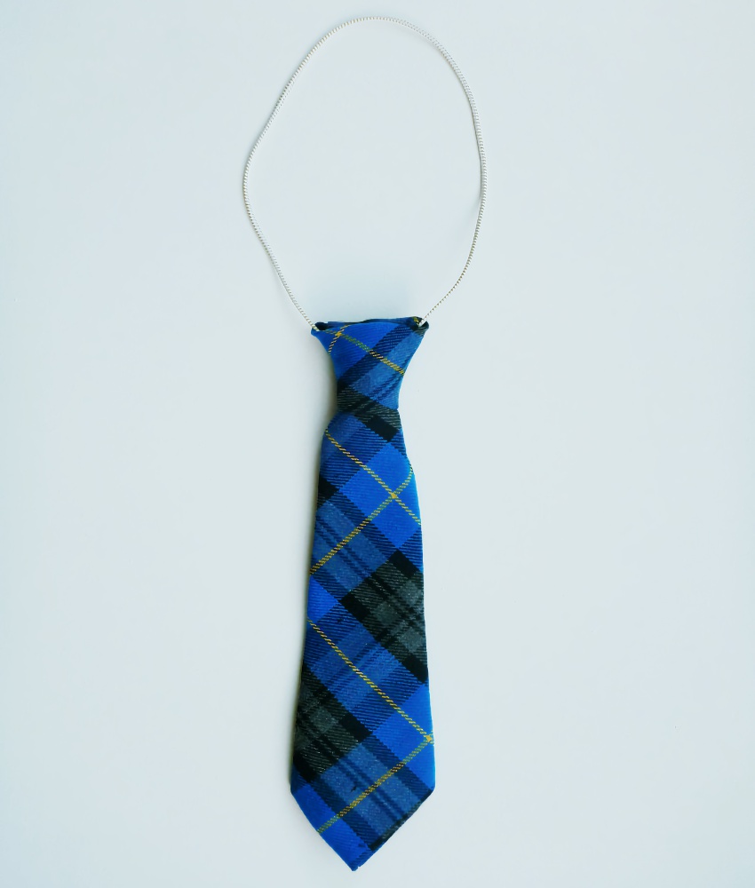 Junior Elastic Blue Tartan Tie