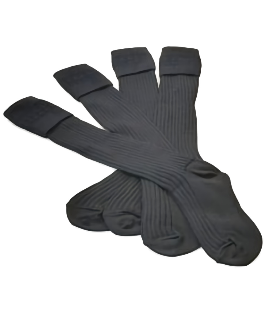 Knee High Ribbed Socks with Patterned Turnover Top (2 Pair Pack)