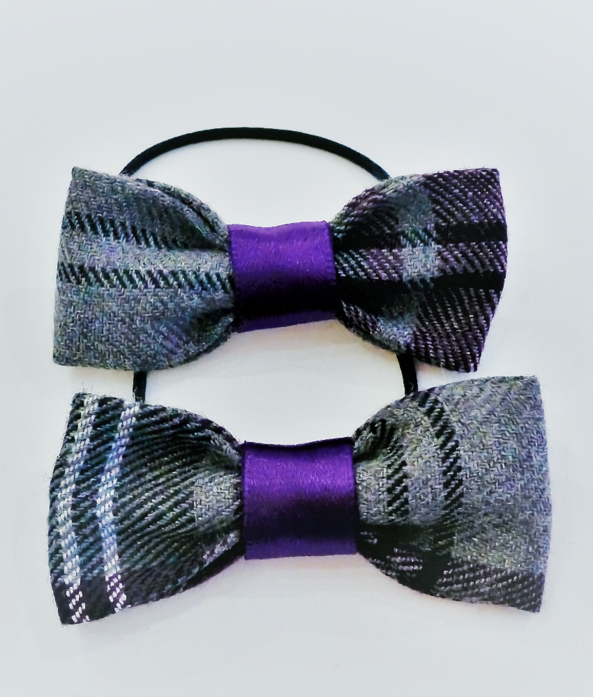 Tartan Pigtail Bow Bobble (2 Pack)